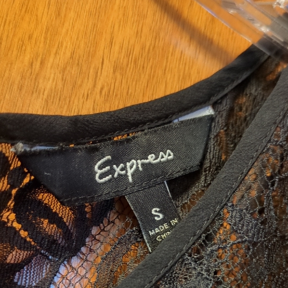 Express Black Ruffle Lace Blouse - Picture 2 of 6
